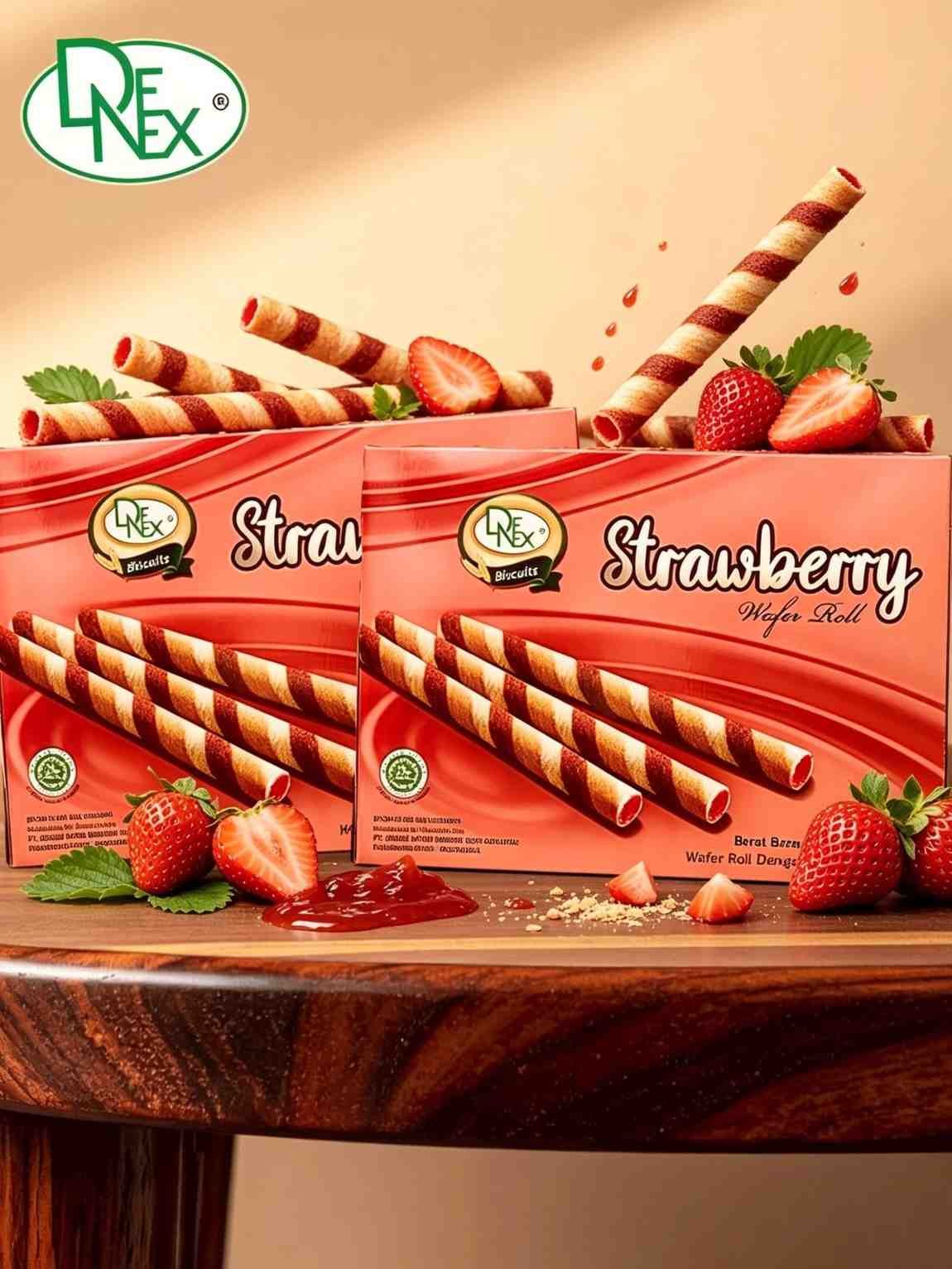 DENEX WAFER ROLL STRAWBERRYY ( 24 x 100gr )
