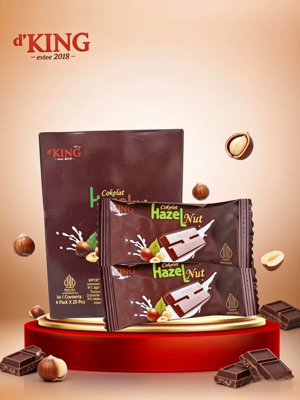 D'KING CHOCOLATE HAZELNUT ( 4x20x10gr )