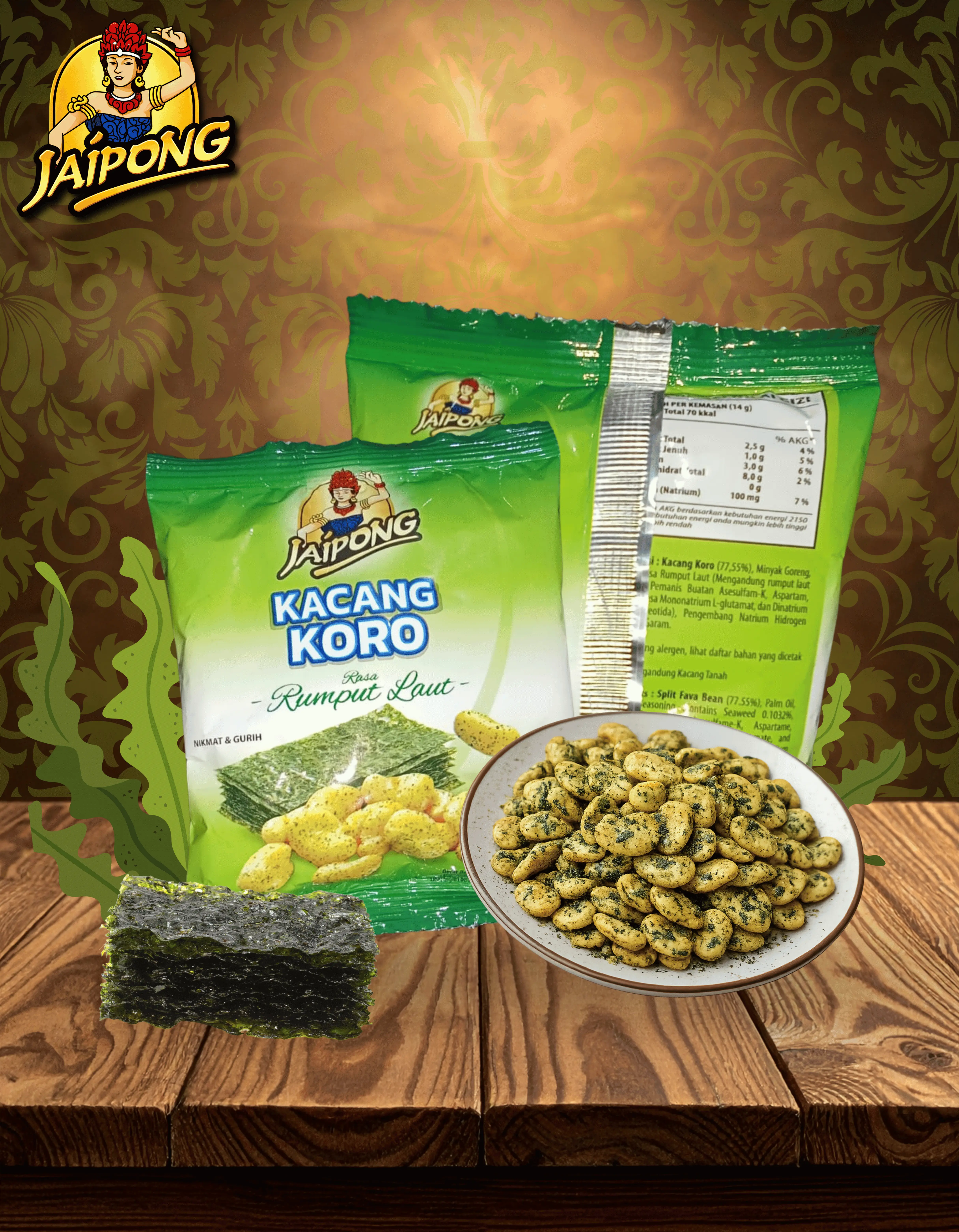 JAIPONG SEAWEED BROAD BEANS ( 10x10x14gr )